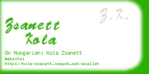 zsanett kola business card